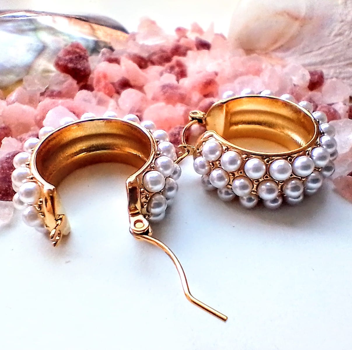 ARGOLLAS EL BAÚL DE JUMA HOOP TIPO BOTE CON PERLAS CHAPADAS EN ORO 18K - 3