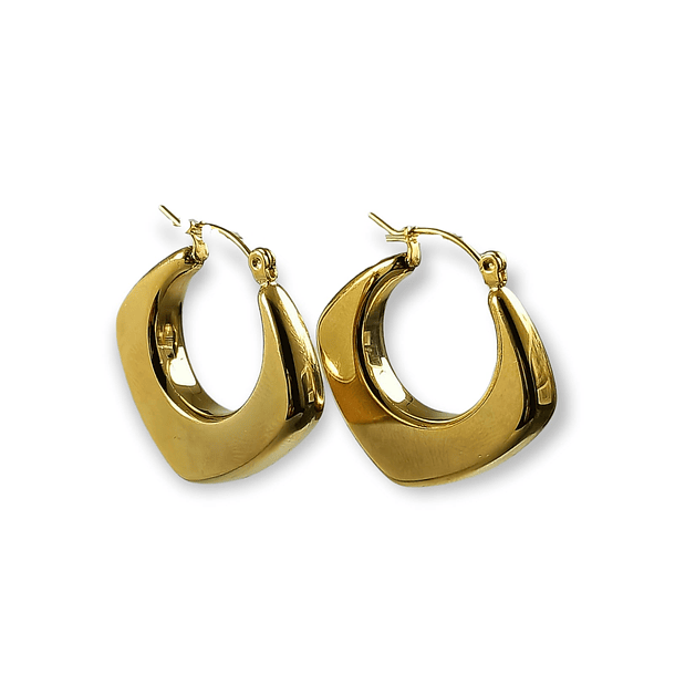 AROS CHUNKY ROMBO MINIMALISTA CHAPADO EN ORO - 1