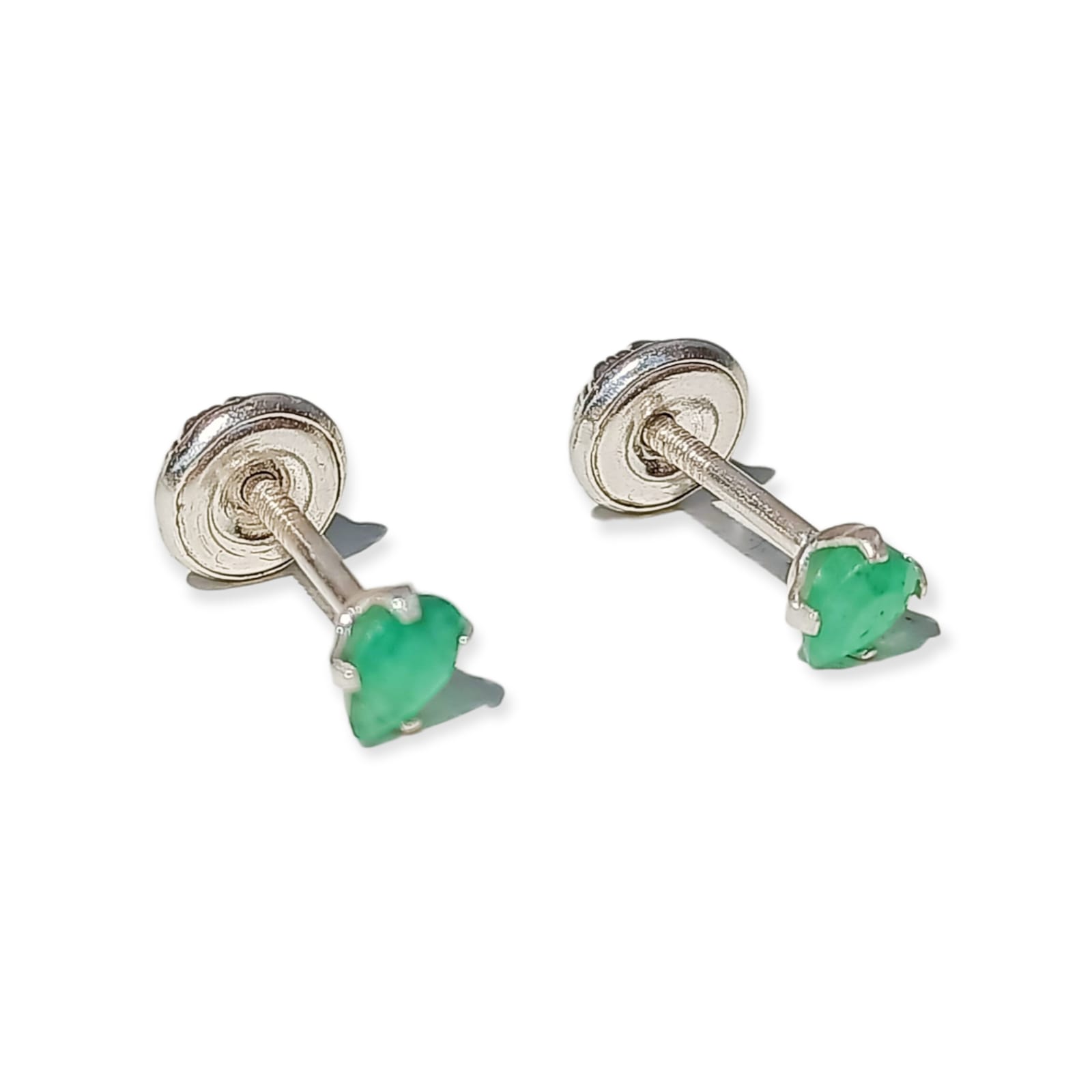 AROS EL BAÚL DE JUMA ABRIDORES DE TUERCA EN PLATA FINA LEY S925 CON ESMERALDA NATURAL GENUINA 3MM - 1