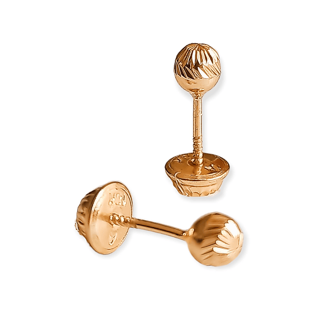 AROS ESFERA RELIEVE PENDIENTES TUERCA SEGURIDAD 4MM ORO 18K - 1