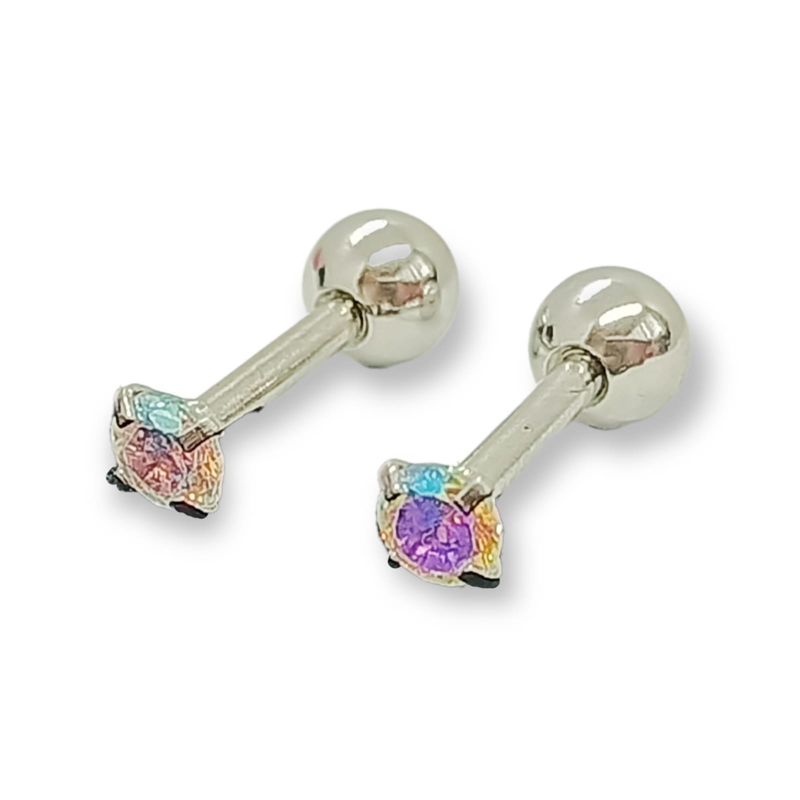 AROS SEGURIDAD PUNTO LUZ ZIRCONIO TORNASOL 3MM FIGURA CIRCULO HIPOALERGÉNICOS - 1