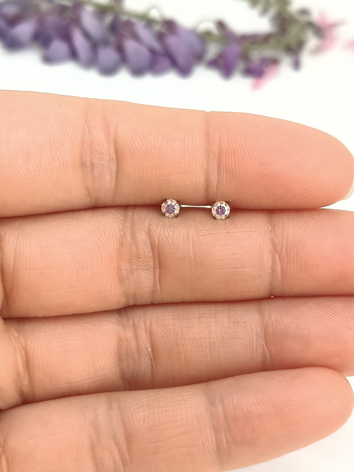 AROS SEGURIDAD PUNTO LUZ ZIRCONIO TORNASOL 3MM FIGURA CIRCULO HIPOALERGÉNICOS - 2