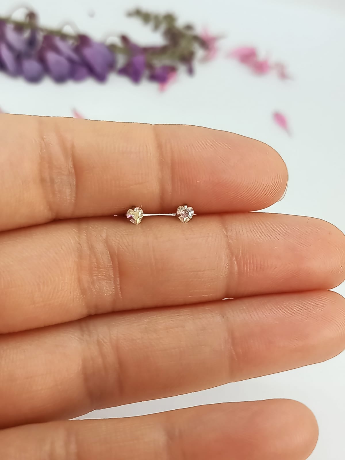 AROS SEGURIDAD PUNTO LUZ ZIRCONIO TORNASOL 3MM FIGURA CORAZON HIPOALERGÉNICOS - 2