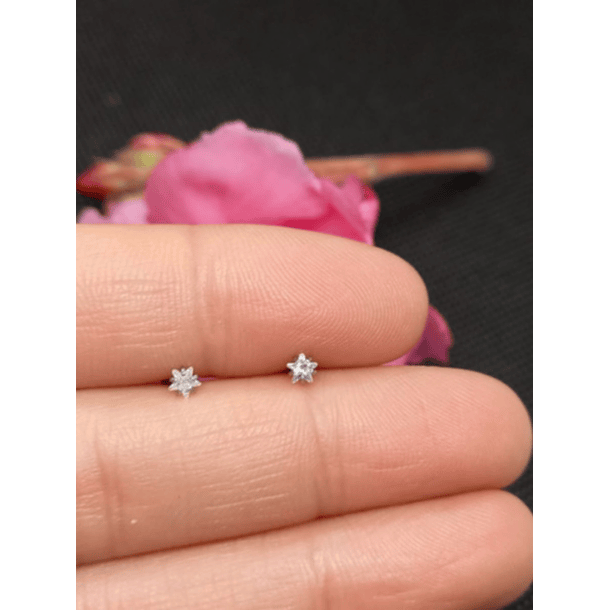 AROS DE SEGURIDAD EL BAÚL DE JUMA PUNTOS LUZ ZIRCONIO BLANCO ESTRELLA 3MM HIPOALERGÉNICO ACERO - 3