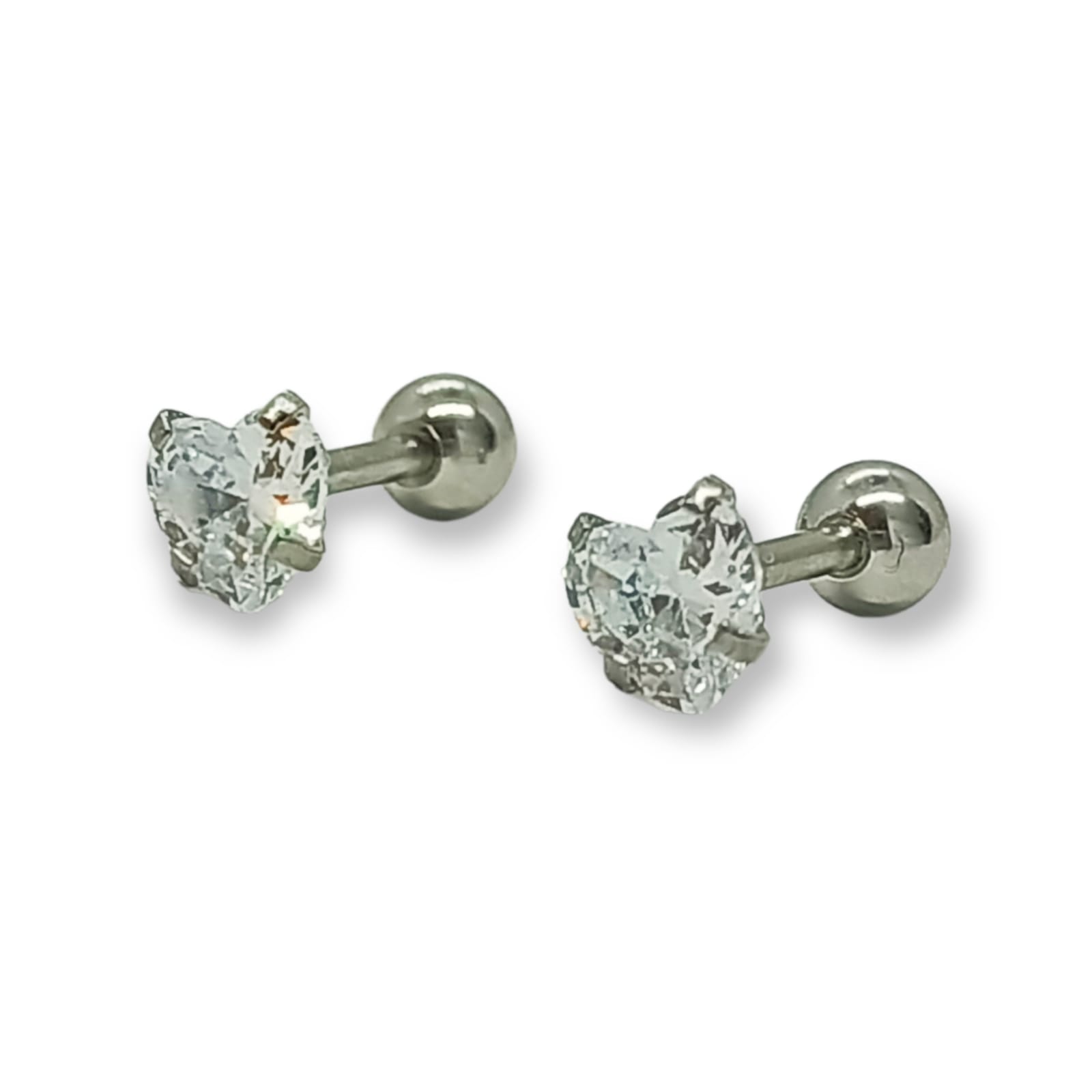 AROS SEGURIDAD PUNTOS LUZ ZIRCONIO BLANCO FIGURA CORAZON 5MM HIPOALERGÉNICO - 1