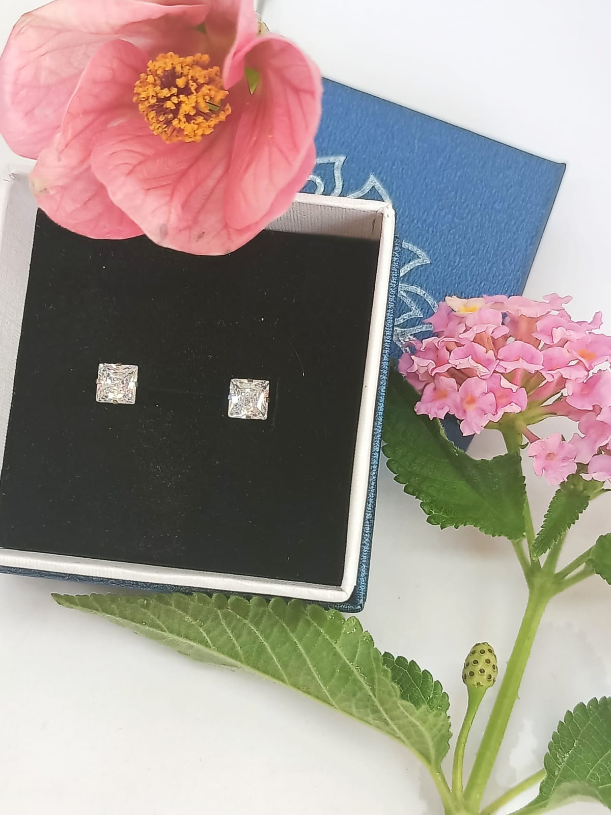 AROS SEGURIDAD PUNTOS LUZ ZIRCONIO BLANCO FIGURA CUADRADO 5MM HIPOALERGÉNICO - 3