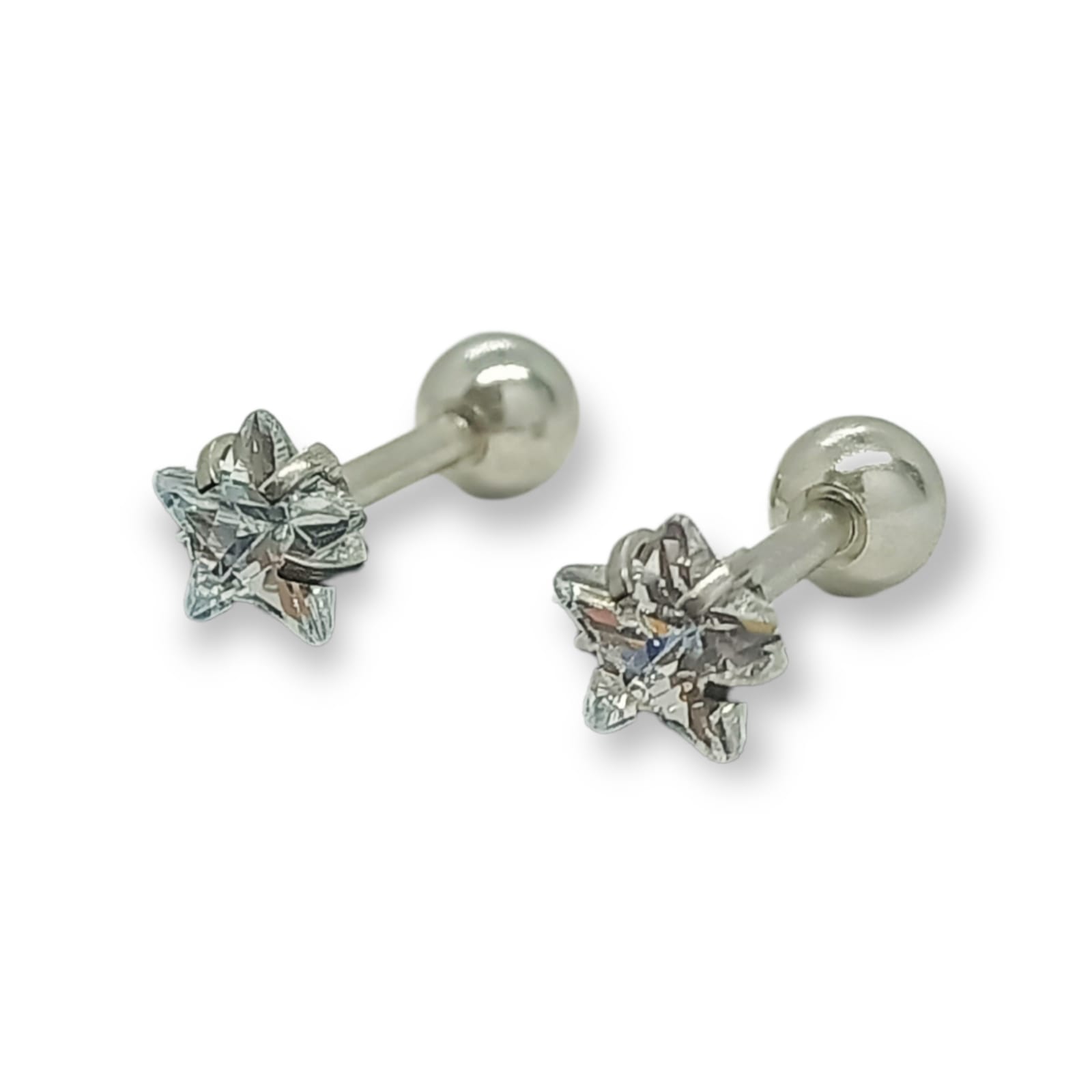 AROS SEGURIDAD PUNTOS LUZ ZIRCONIO BLANCO FIGURA ESTRELLA 5MM HIPOALERGÉNICO - 1