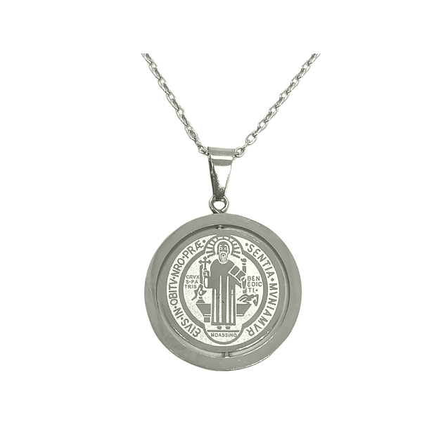 COLGANTE MEDALLA SAN BENITO GIRATORIO ANTIESTRÉS HIPOALERGÉNICO - 1