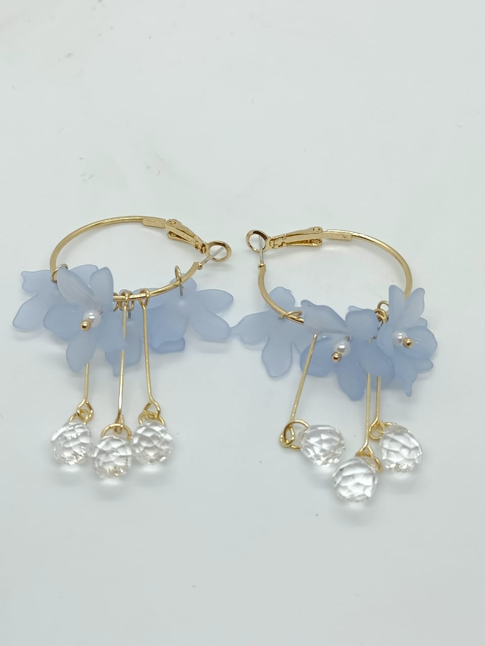AROS EL BAÚL DE JUMA PENDIENTES LARGOS FLORES COLORES PÉTALOS AZUL PRIMAVERAL - 3