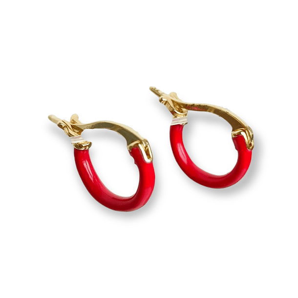 ARGOLLAS EL BAÚL DE JUMA HUGGIES CHAPADAS EN ORO 18K ROJO CEREZA - 1