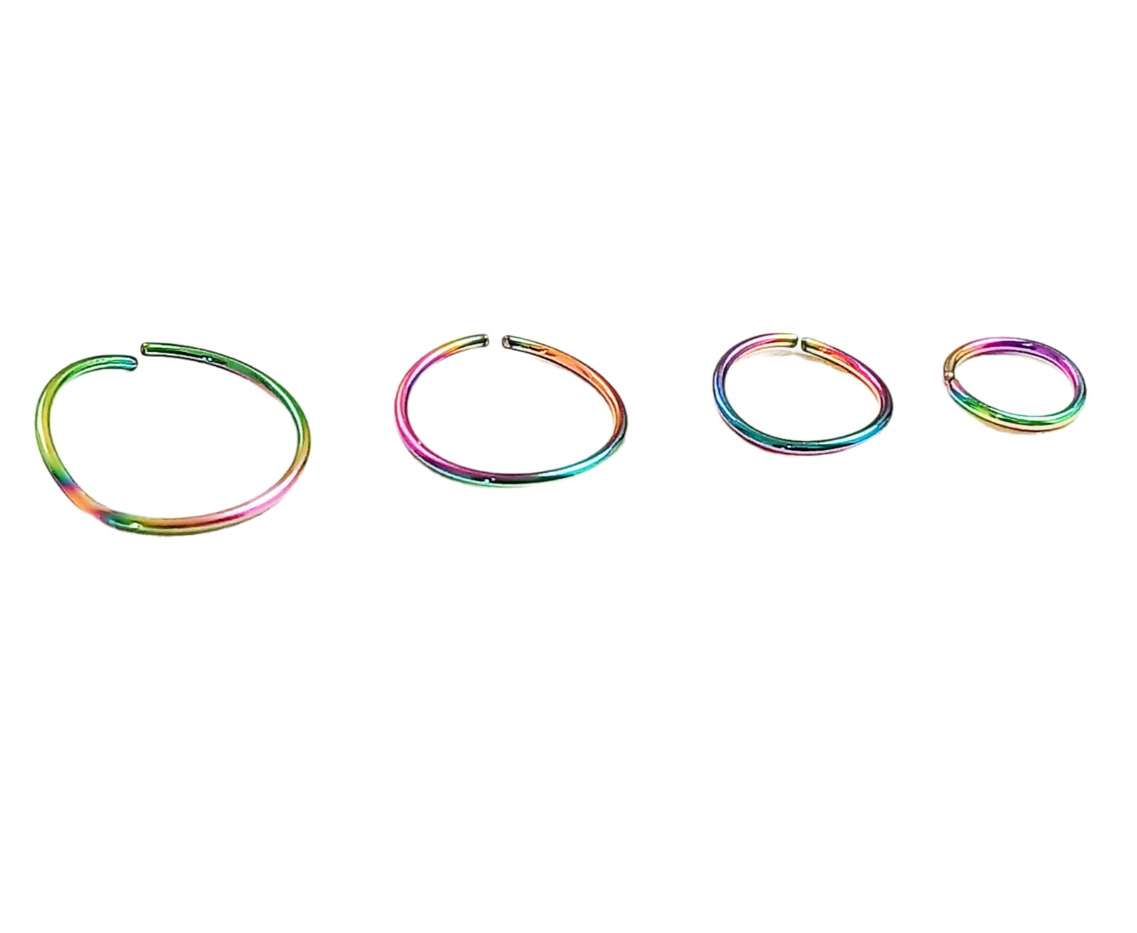 SET 4 PIERCING EL BAÚL DE JUMA IDEAL SEPTUM RAINBOW MULTICOLOR NOSTRIL DAITH TRAGUS HELIX PUNK ACERO - 2