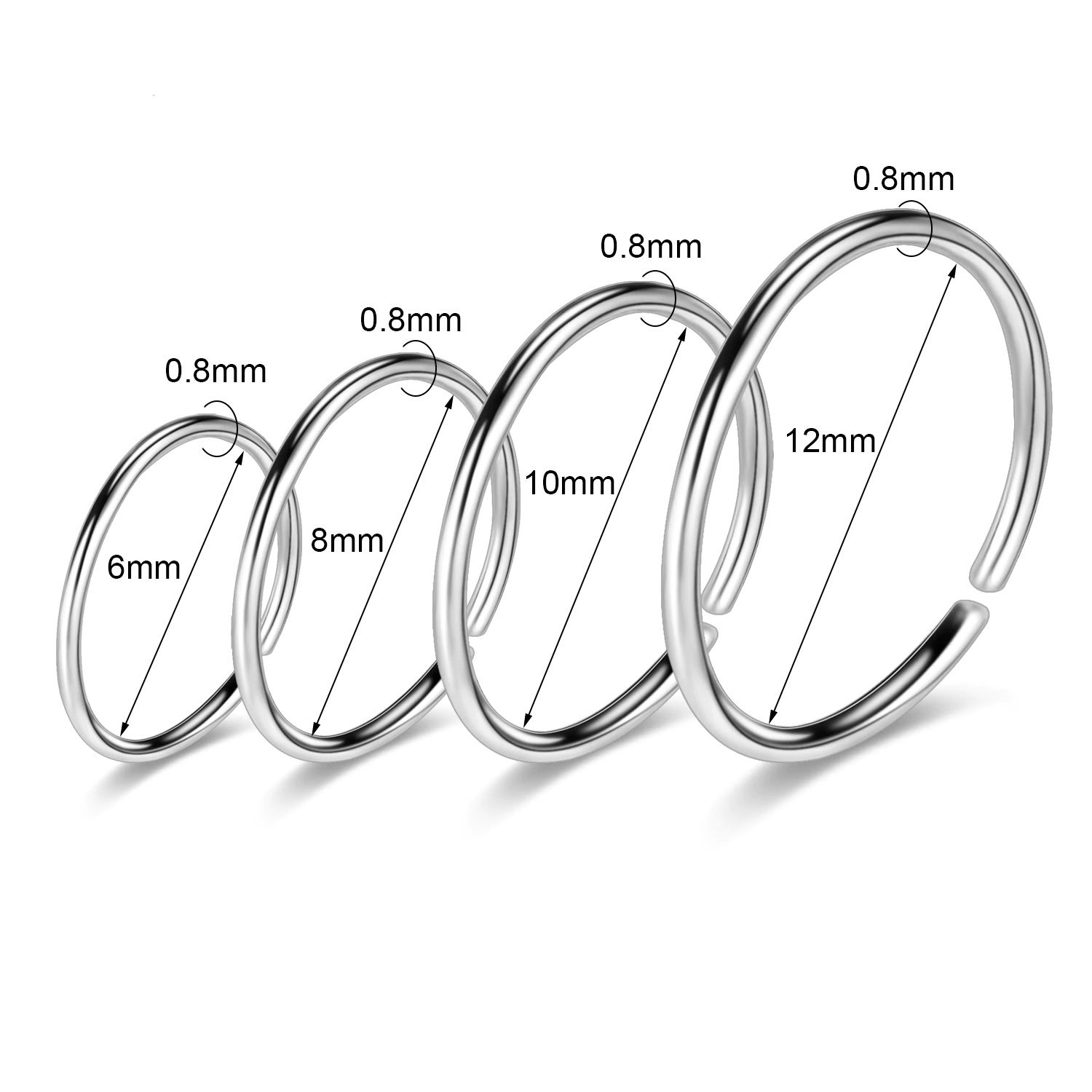 SET 4 PIERCING EL BAÚL DE JUMA IDEAL SEPTUM RAINBOW MULTICOLOR NOSTRIL DAITH TRAGUS HELIX PUNK ACERO - 4