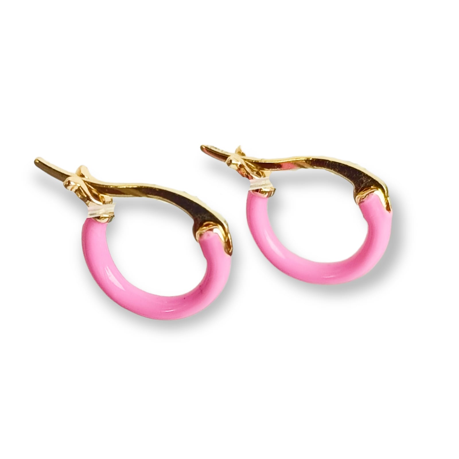 ARGOLLAS EL BAÚL DE JUMA HUGGIES SAKURA CHAPADAS EN ORO 18K ROSA CHICLE - 1