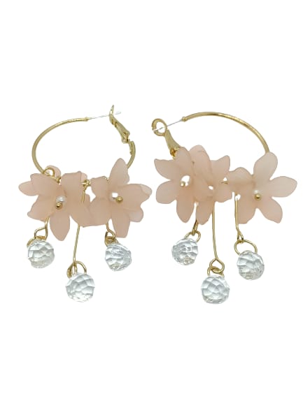 AROS EL BAÚL DE JUMA PENDIENTES LARGOS FLORES COLORES PÉTALOS ROSA PRIMAVERAL - 1