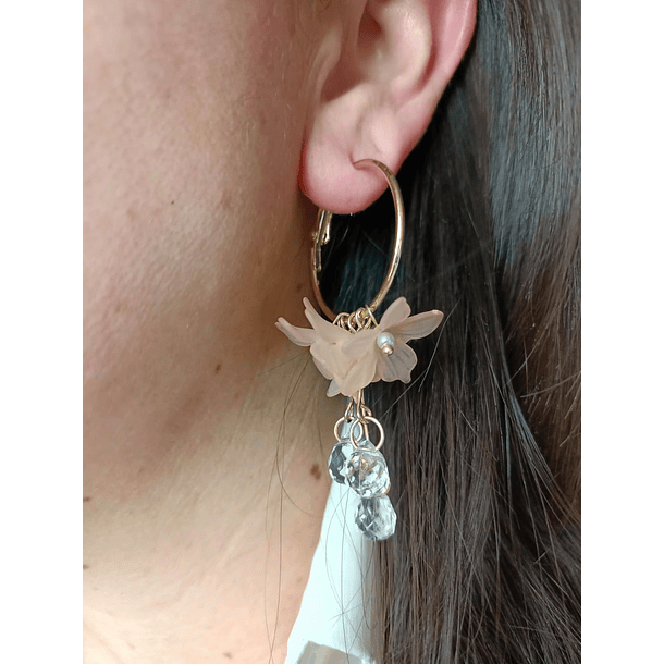 AROS EL BAÚL DE JUMA PENDIENTES LARGOS FLORES COLORES PÉTALOS ROSA PRIMAVERAL - 2