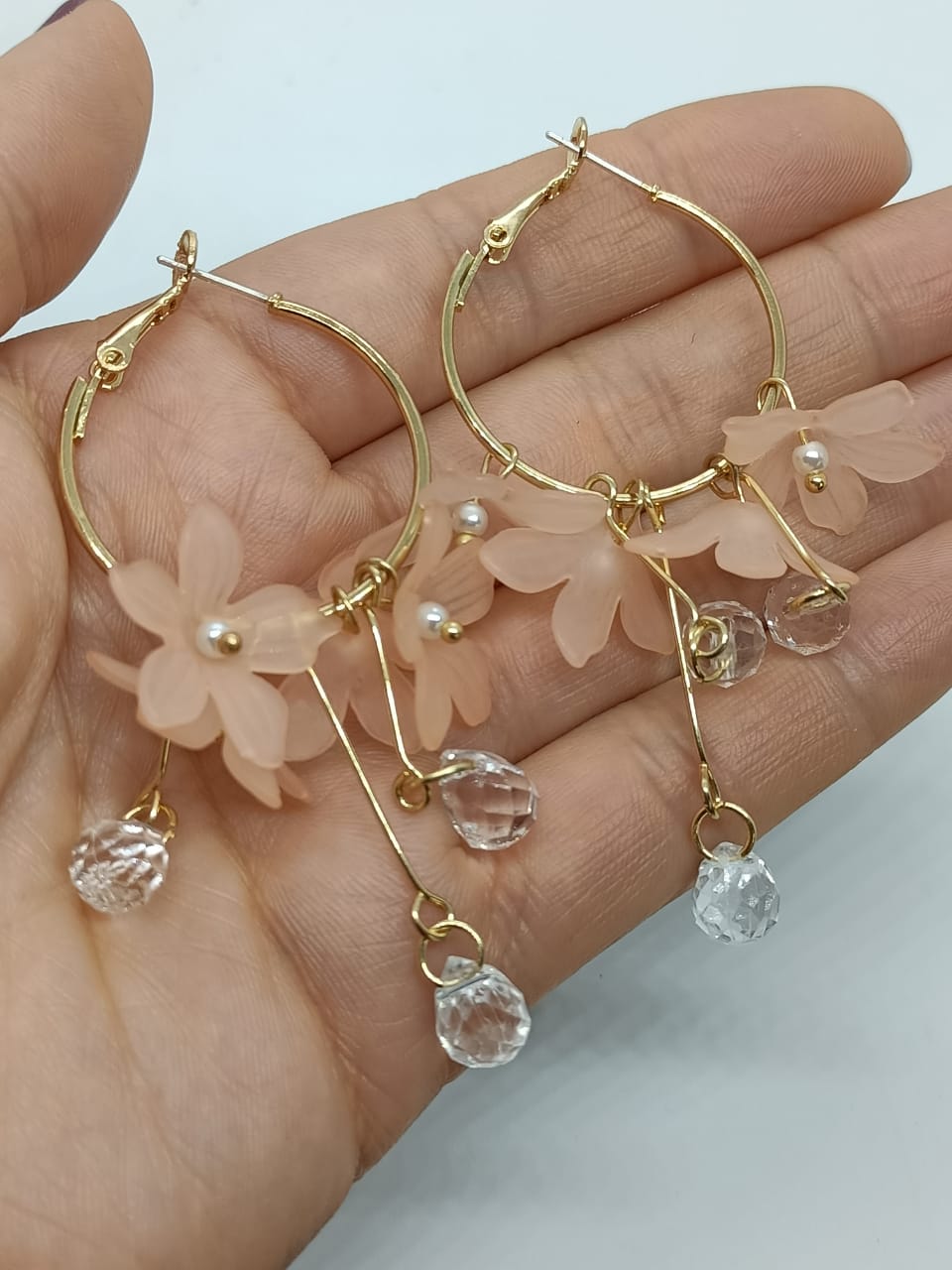 AROS EL BAÚL DE JUMA PENDIENTES LARGOS FLORES COLORES PÉTALOS ROSA PRIMAVERAL - 3