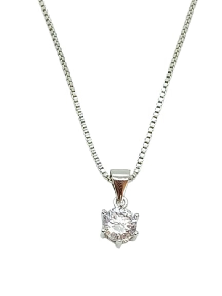 CADENA COLGANTE PUNTO DE LUZ PLATA LEY S925 CADENA VENECIANA ZIRCONIA - 1