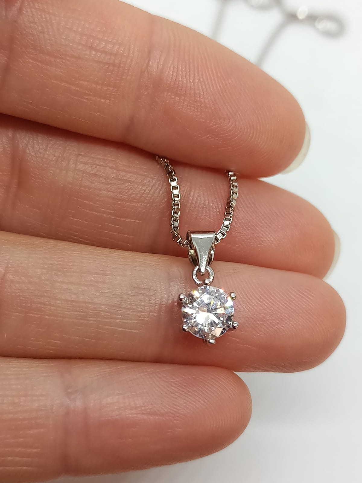 CADENA COLGANTE PUNTO DE LUZ PLATA LEY S925 CADENA VENECIANA ZIRCONIA - 2