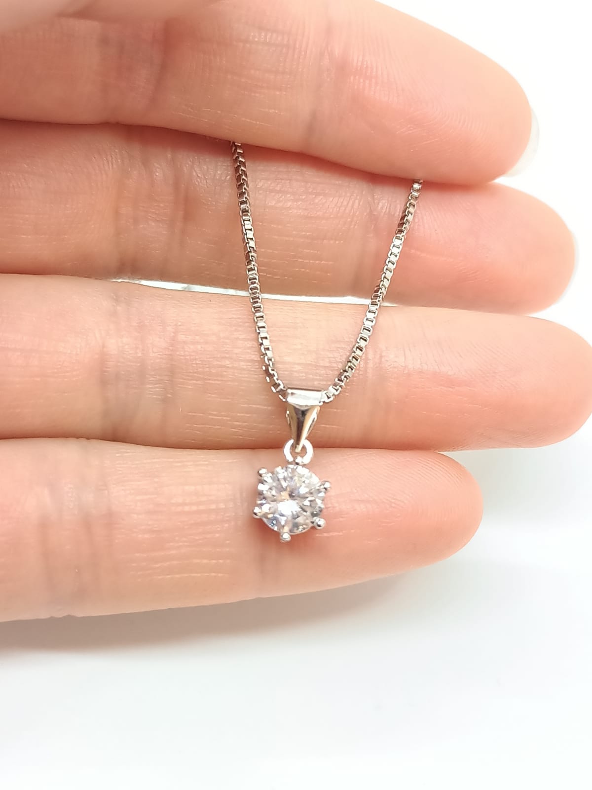 CADENA COLGANTE PUNTO DE LUZ PLATA LEY S925 CADENA VENECIANA ZIRCONIA - 4