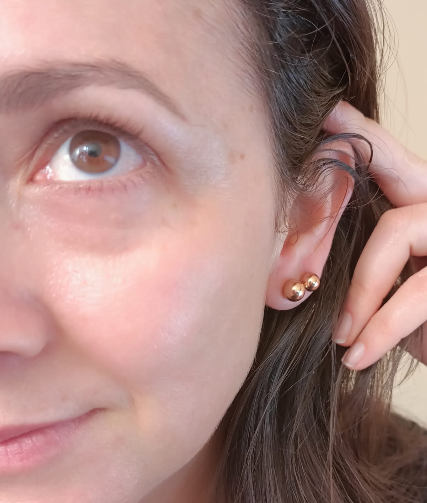 ARETES EL BAÚL DE JUMA ESFERAS 7MM BOLAS ACERO QUIRÚRGICO PUNTOS GOLD ROSE - 2