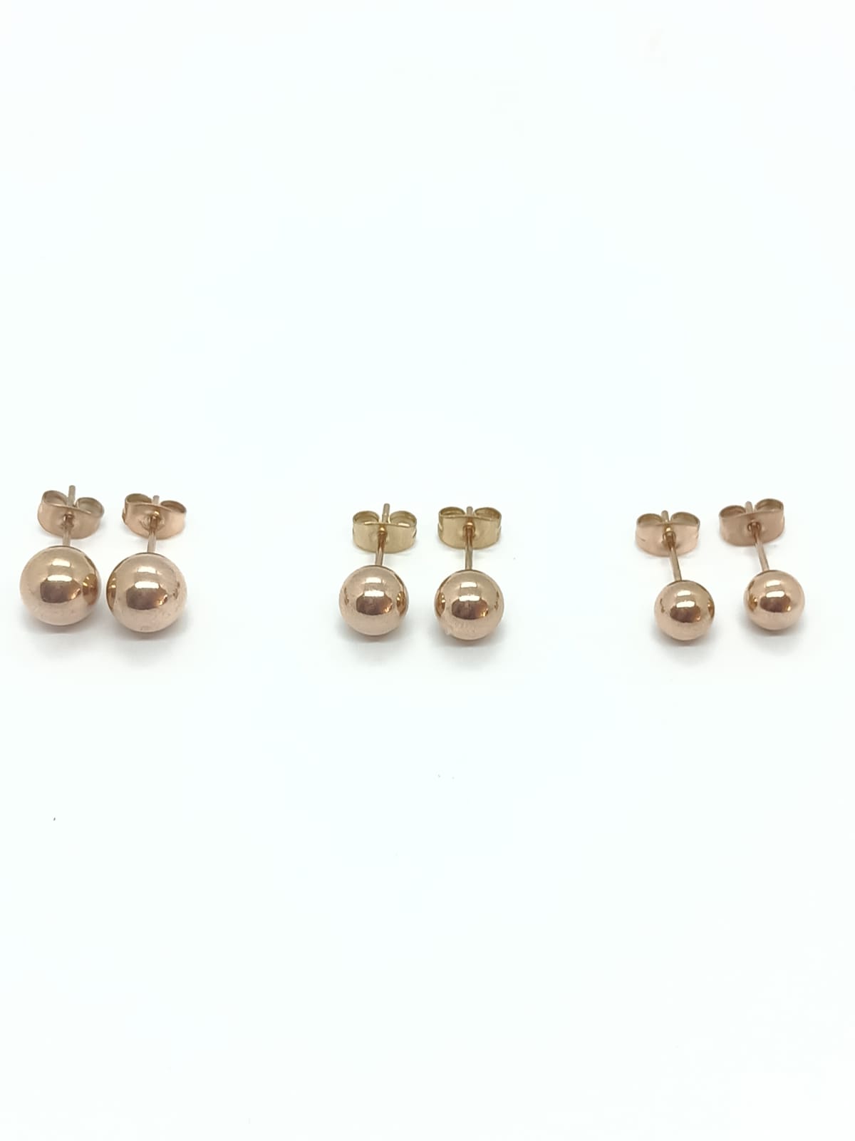 ARETES EL BAÚL DE JUMA ESFERAS 7MM BOLAS ACERO QUIRÚRGICO PUNTOS GOLD ROSE - 3