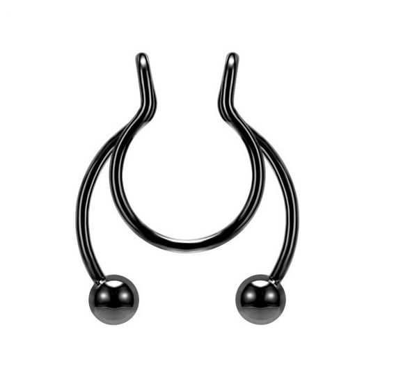 PIERCING EL BAÚL DE JUMA HIPOALERGENICO NEGRO SIN HOYOS SEPTUM SIN PERFORACION ACERO - 1