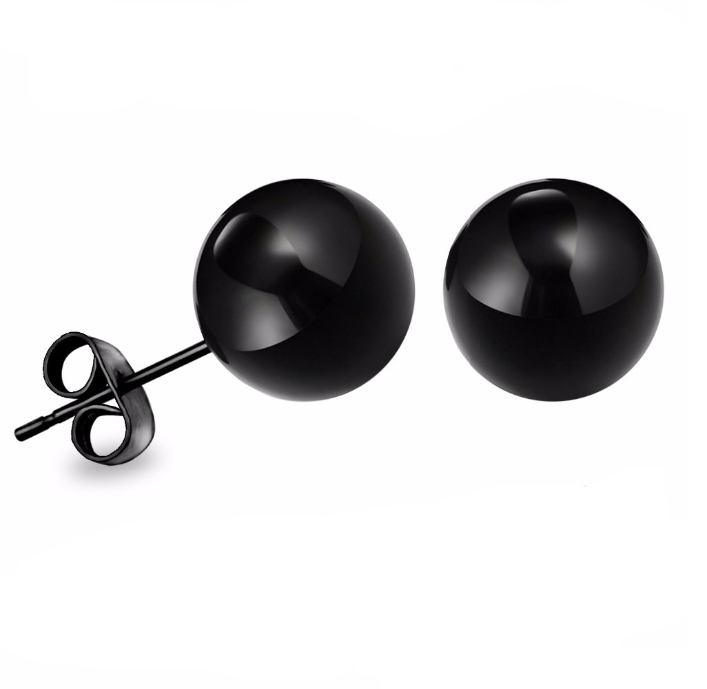 PENDIENTES EL BAÚL DE JUMA ESFERAS DE 3MM NEGRAS HIPOALERGÉNICA ACERO - 1