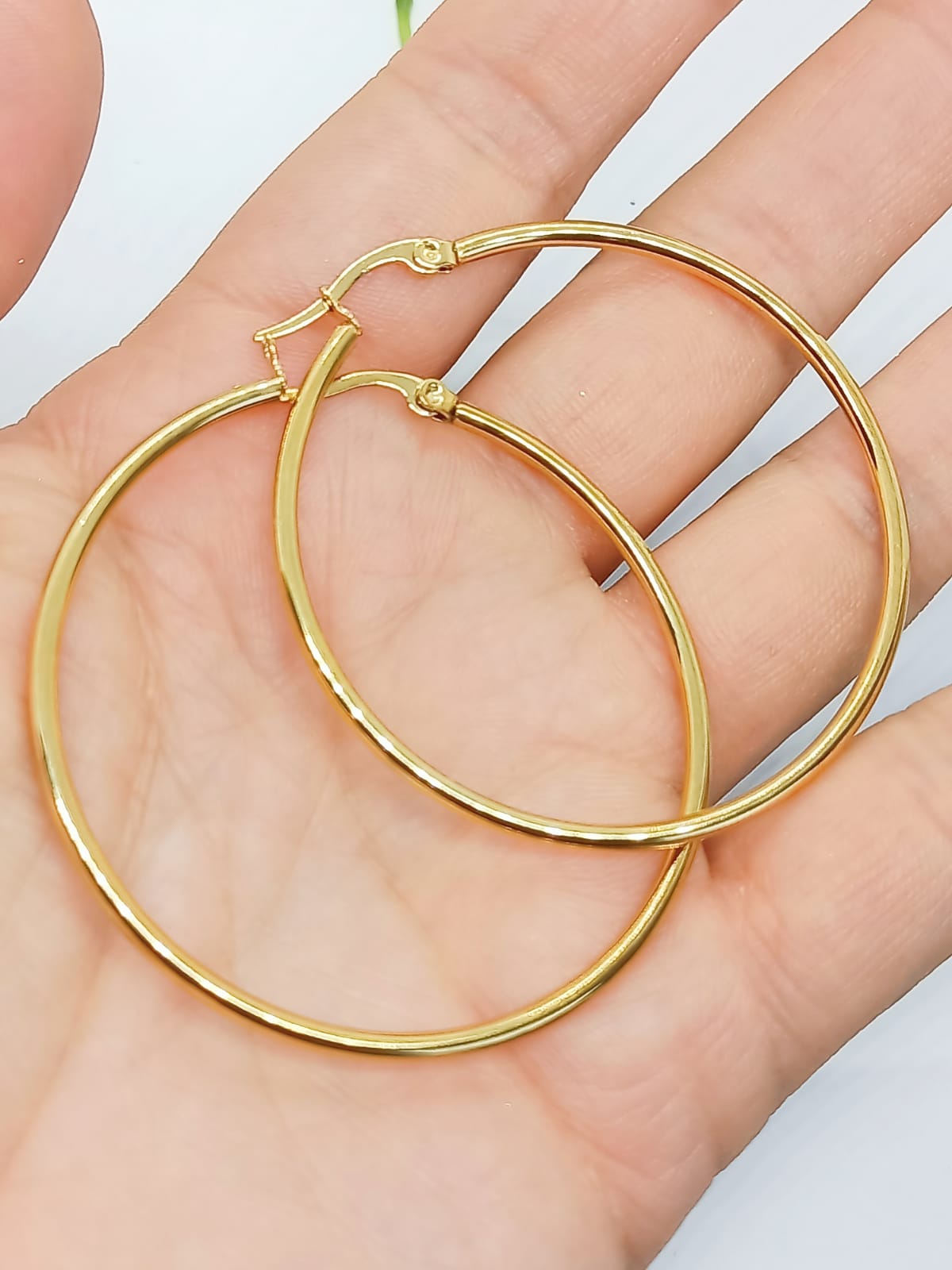 ARGOLLAS EL BAÚL DE JUMA HOOP 45MM CHAPADAS EN ORO 18KL - 3