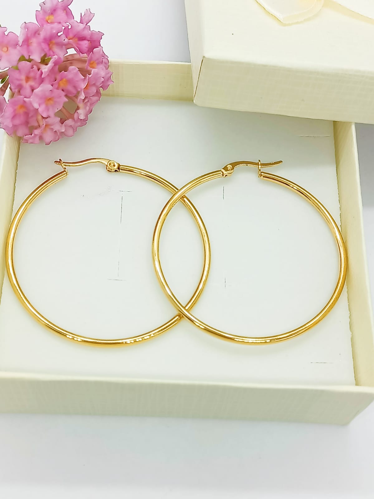 ARGOLLAS EL BAÚL DE JUMA HOOP 45MM CHAPADAS EN ORO 18KL - 4