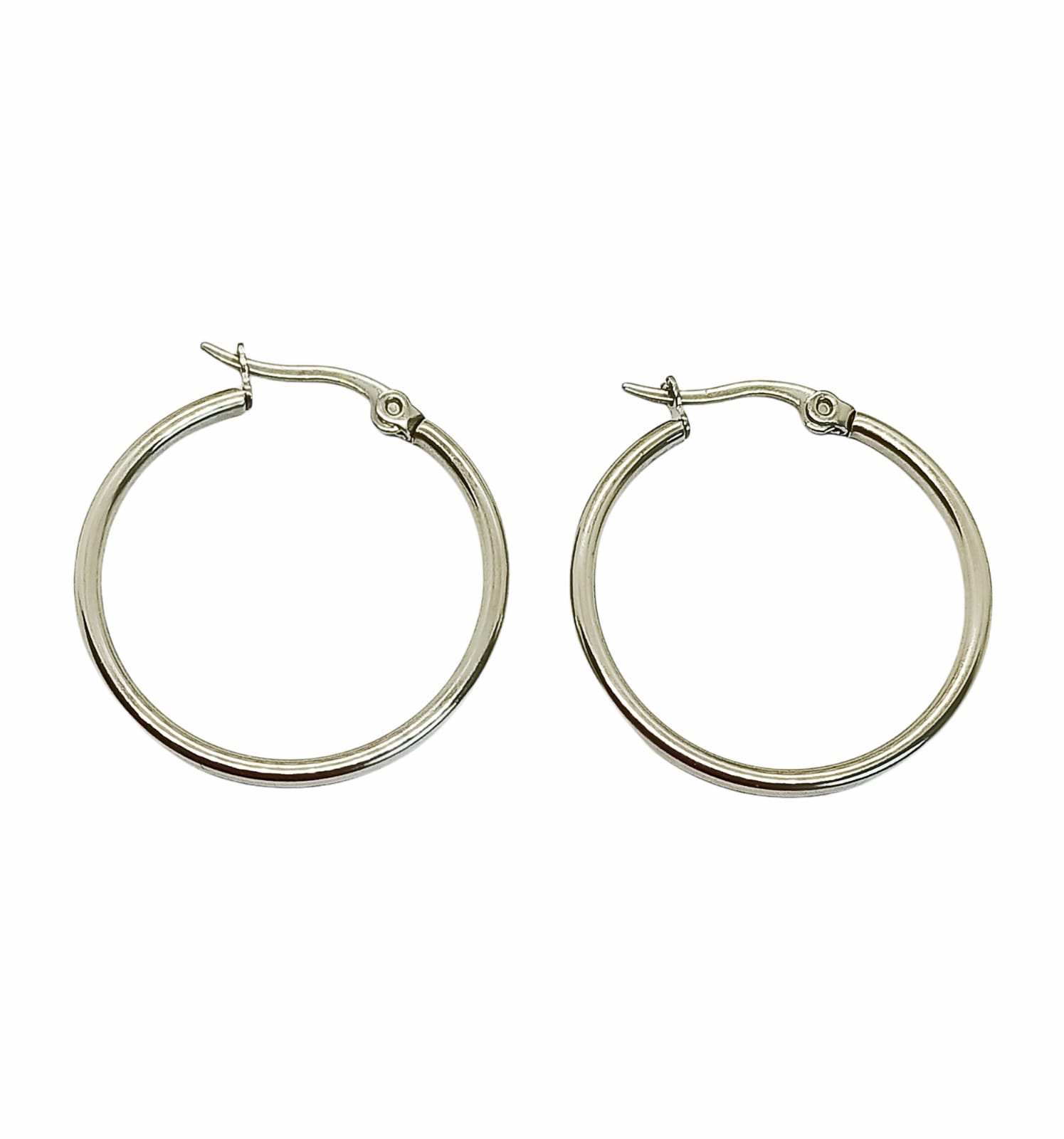 ARGOLLAS EL BAÚL DE JUMA HOOP HIPOALERGÉNICAS 25MM PLATEADAS ACERO - 1