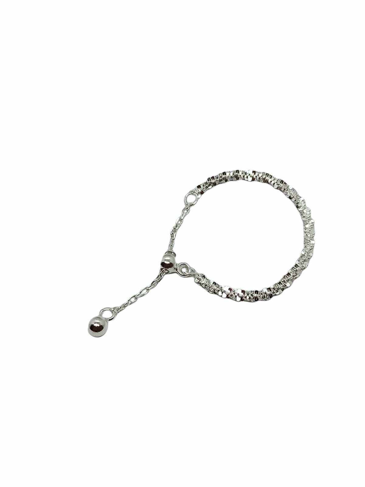ANILLO EL BAÚL DE JUMA AJUSTABLE EN PLATA FINA LEY S925 CHAPADO EN ORO BLANCO 18KL CADENA BRILLANTE - 1