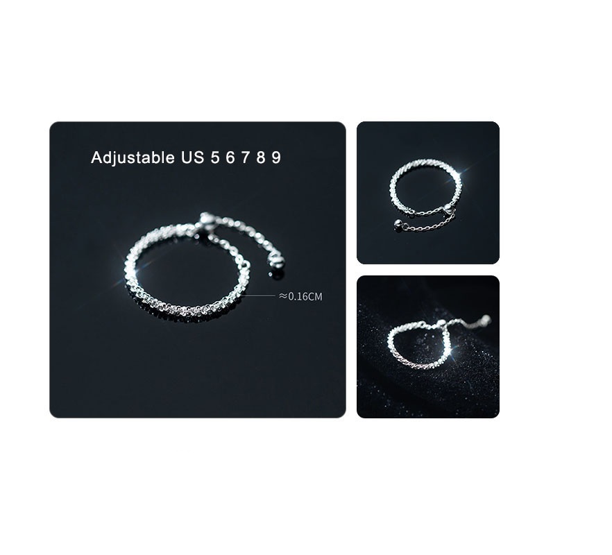 ANILLO EL BAÚL DE JUMA AJUSTABLE EN PLATA FINA LEY S925 CHAPADO EN ORO BLANCO 18KL CADENA BRILLANTE - 4