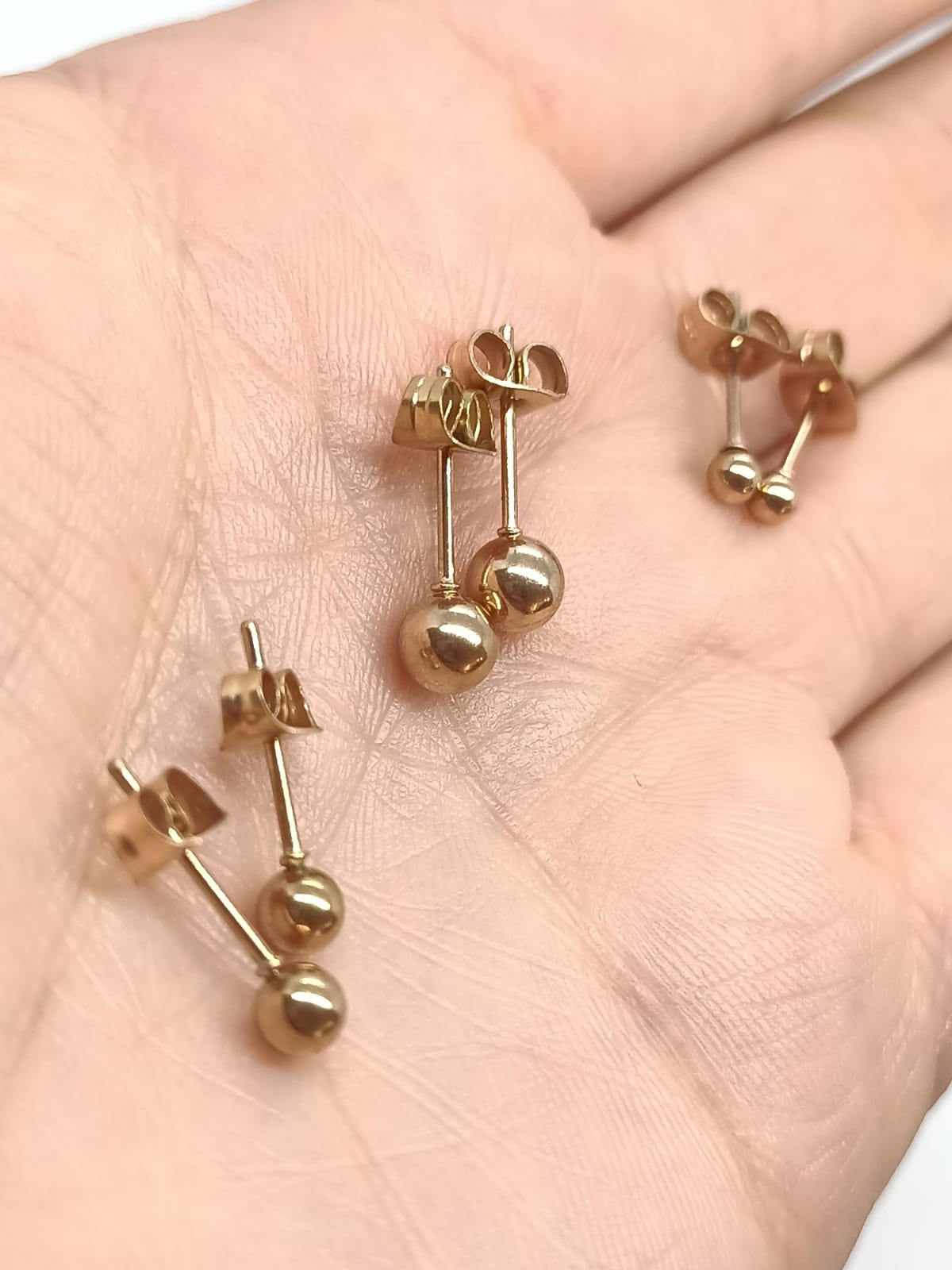 ARETES EL BAÚL DE JUMA ESFERAS 4MM BOLAS ACERO QUIRÚRGICO PUNTOS GOLD ROSE - 3