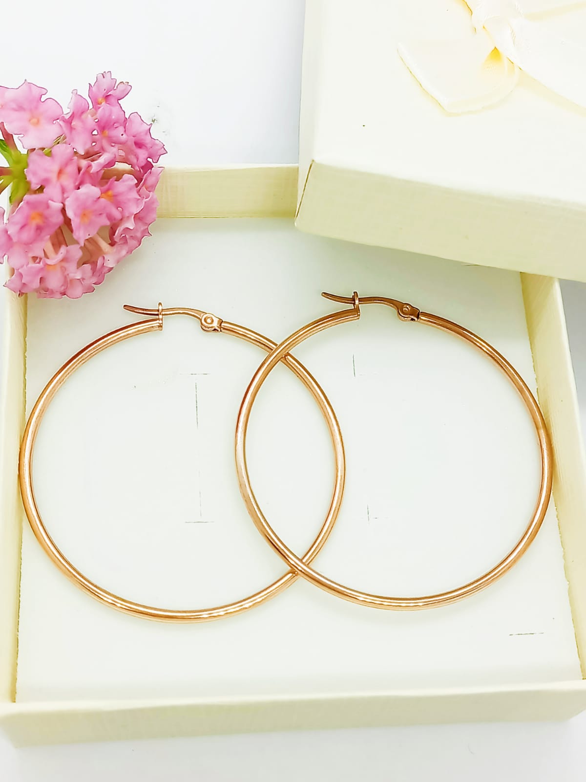 ARGOLLAS EL BAÚL DE JUMA HOOP 45 MM CHAPADAS EN ORO ROSA 18KL - 2
