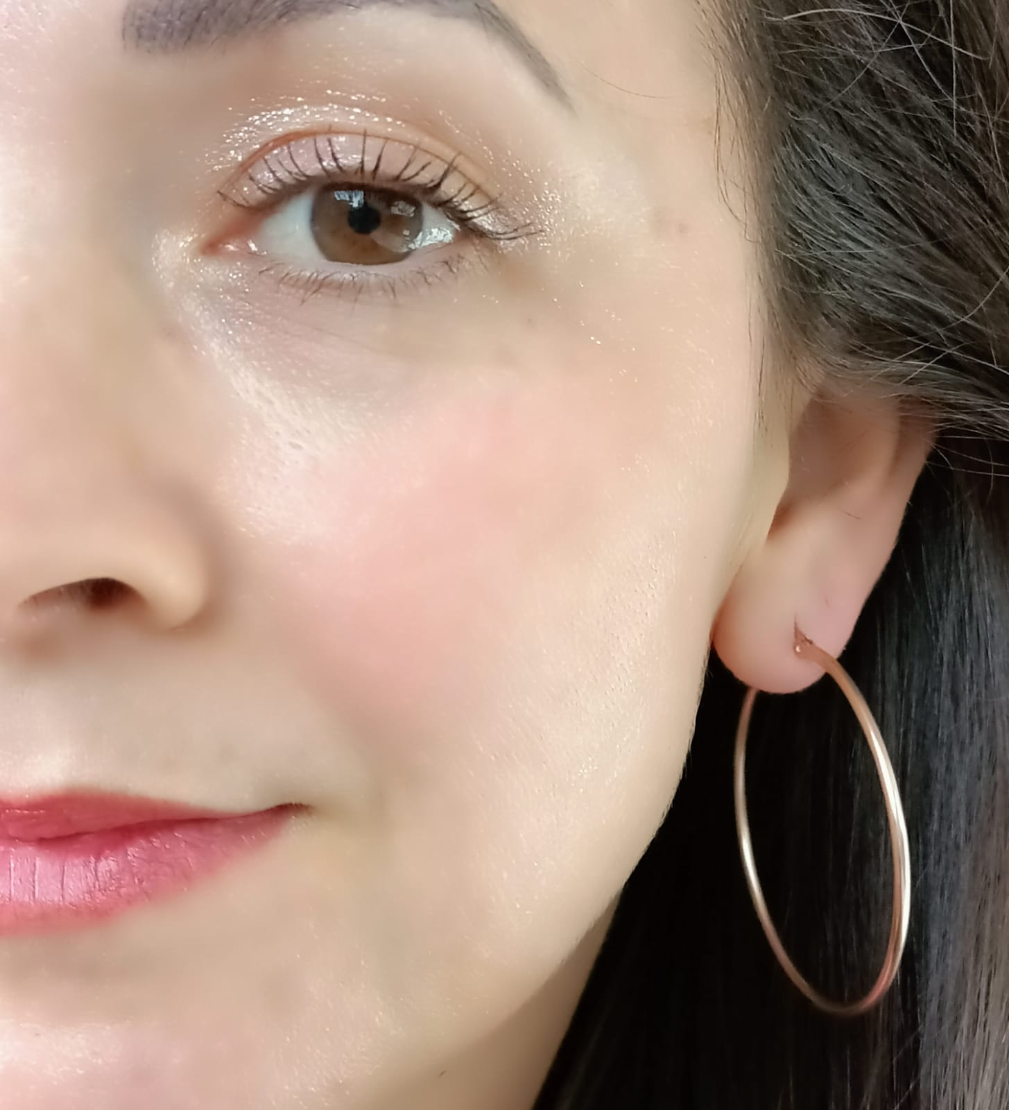 ARGOLLAS EL BAÚL DE JUMA HOOP 45 MM CHAPADAS EN ORO ROSA 18KL - 4