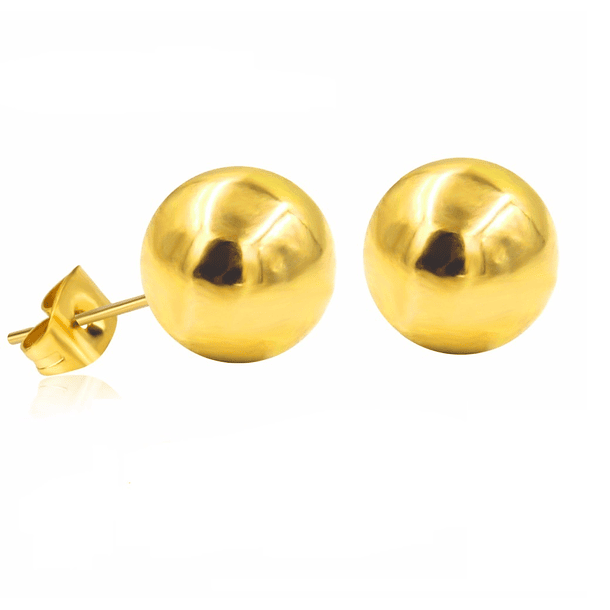 PENDIENTES EL BAÚL DE JUMA ESFERAS HIPOALERGÉNICOS DE 4MM CHAPADOS EN ORO 14KL - 1