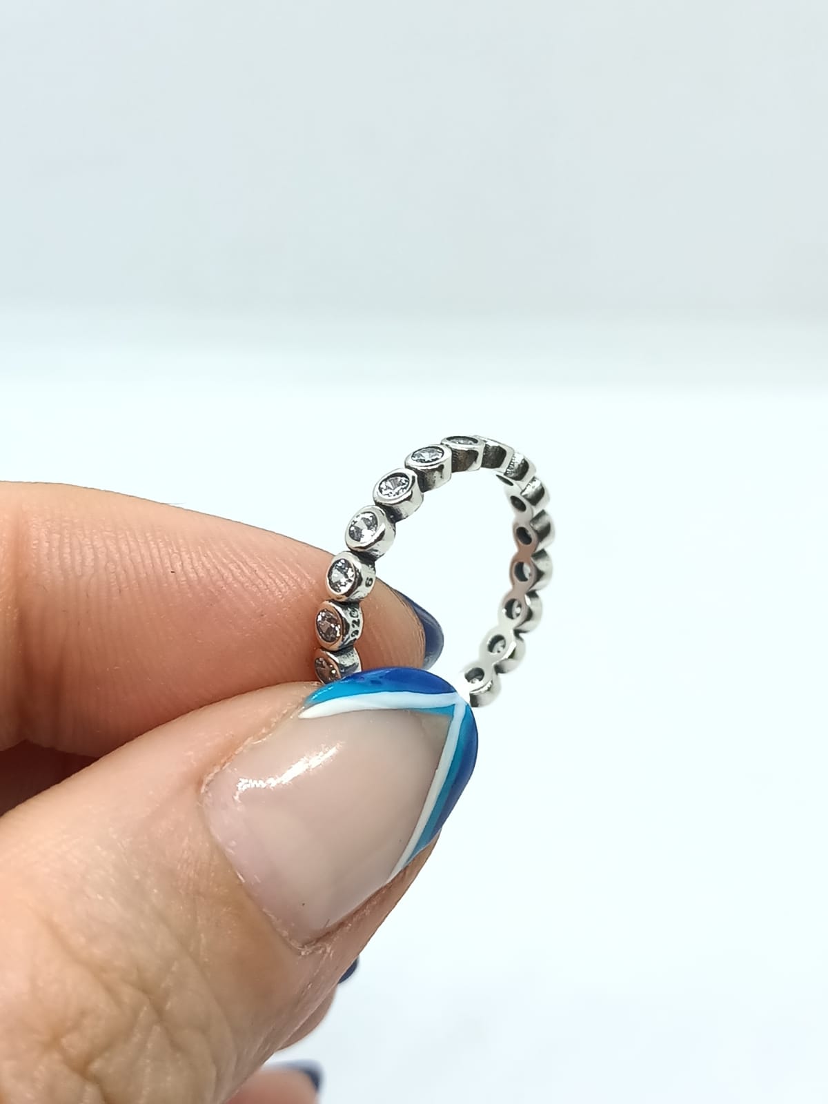 ANILLO EL BAÚL DE JUMA PILA PLATA 925 LUJO AMOR ZIRCONIA COMPROMISO APILABLE TALLA 9 - 2