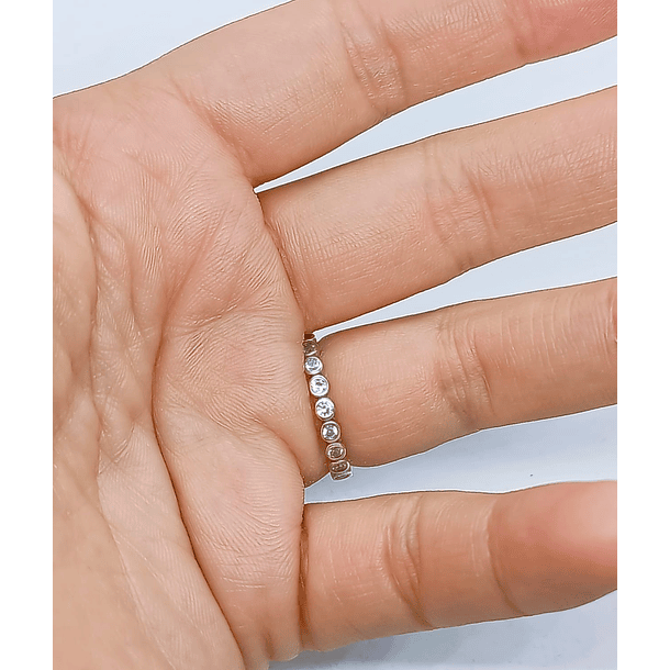 ANILLO EL BAÚL DE JUMA PILA PLATA 925 LUJO AMOR ZIRCONIA COMPROMISO APILABLE TALLA 9 - 3