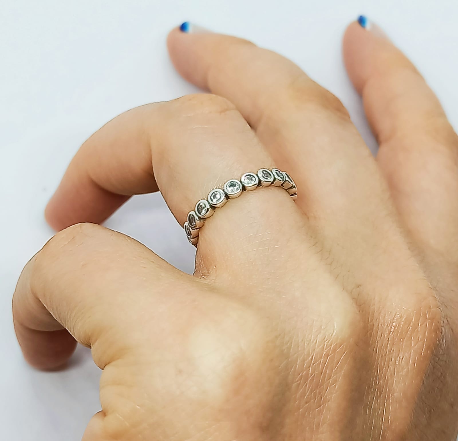 ANILLO EL BAÚL DE JUMA PILA PLATA 925 LUJO AMOR ZIRCONIA COMPROMISO APILABLE TALLA 8 - 3