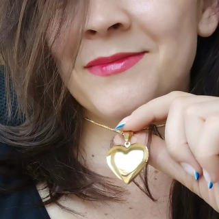 CADENA RELICARIO CORAZON LISO CHAPADO EN ORO 18 KL - 1