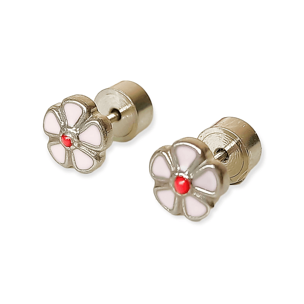 AROS ABRIDORES PRESIÓN FLOR HIPOALERGENICA PENDIENTES BEBE - 1