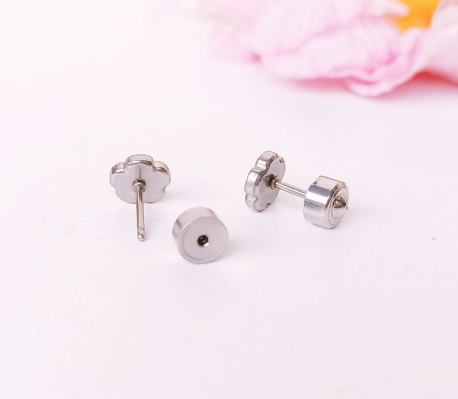 AROS ABRIDORES PRESIÓN FLOR HIPOALERGENICA PENDIENTES BEBE - 4
