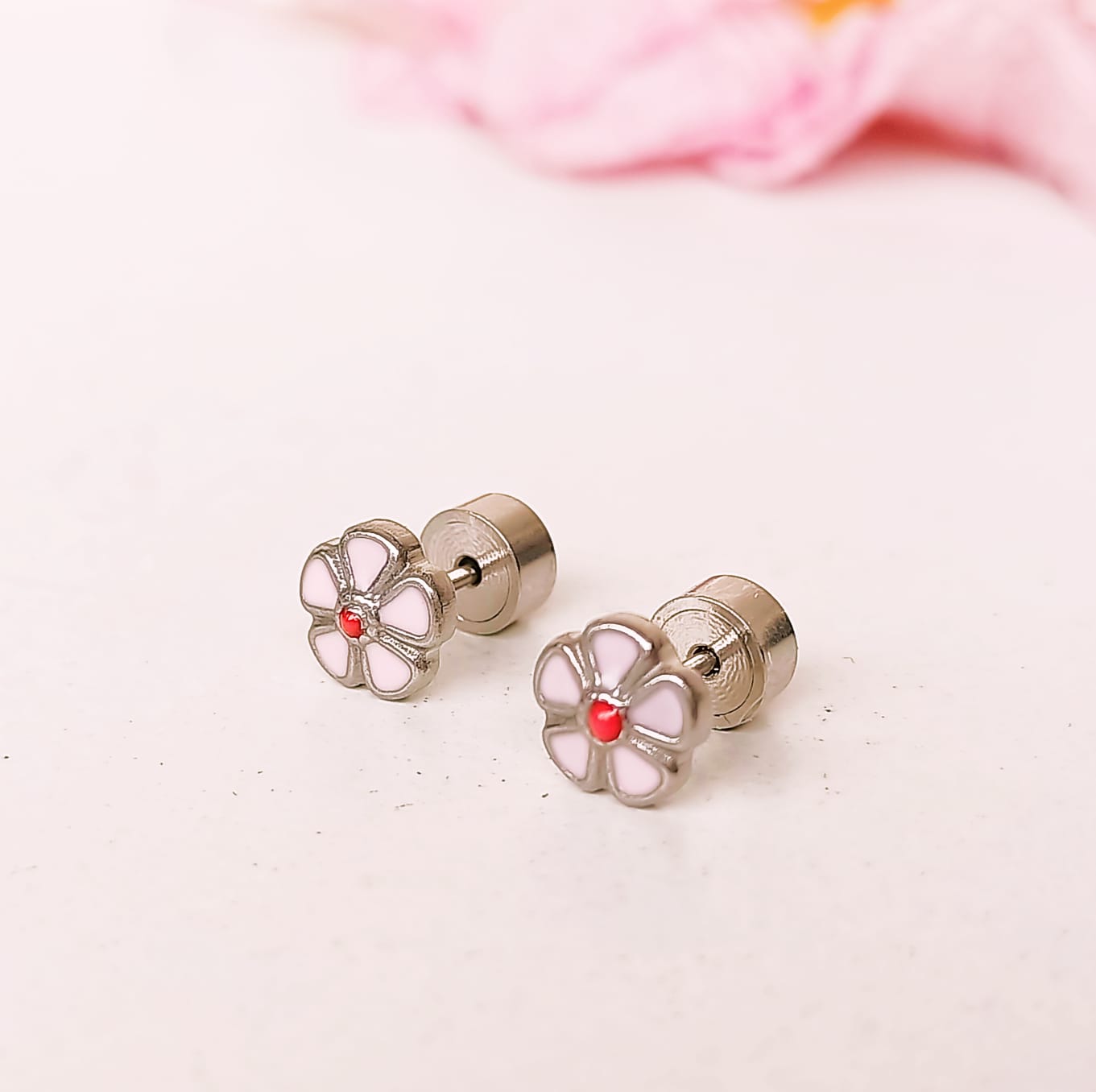 AROS ABRIDORES PRESIÓN FLOR HIPOALERGENICA PENDIENTES BEBE - 6
