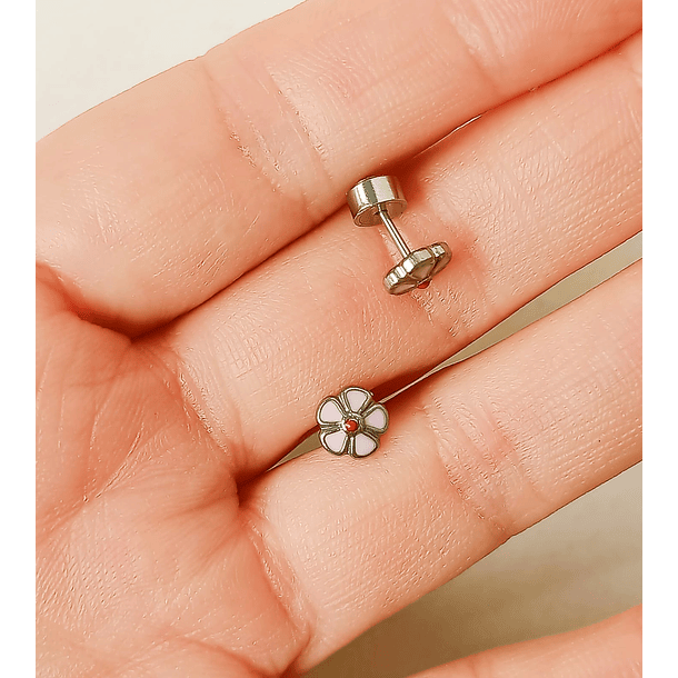 AROS ABRIDORES PRESIÓN FLOR HIPOALERGENICA PENDIENTES BEBE - 7