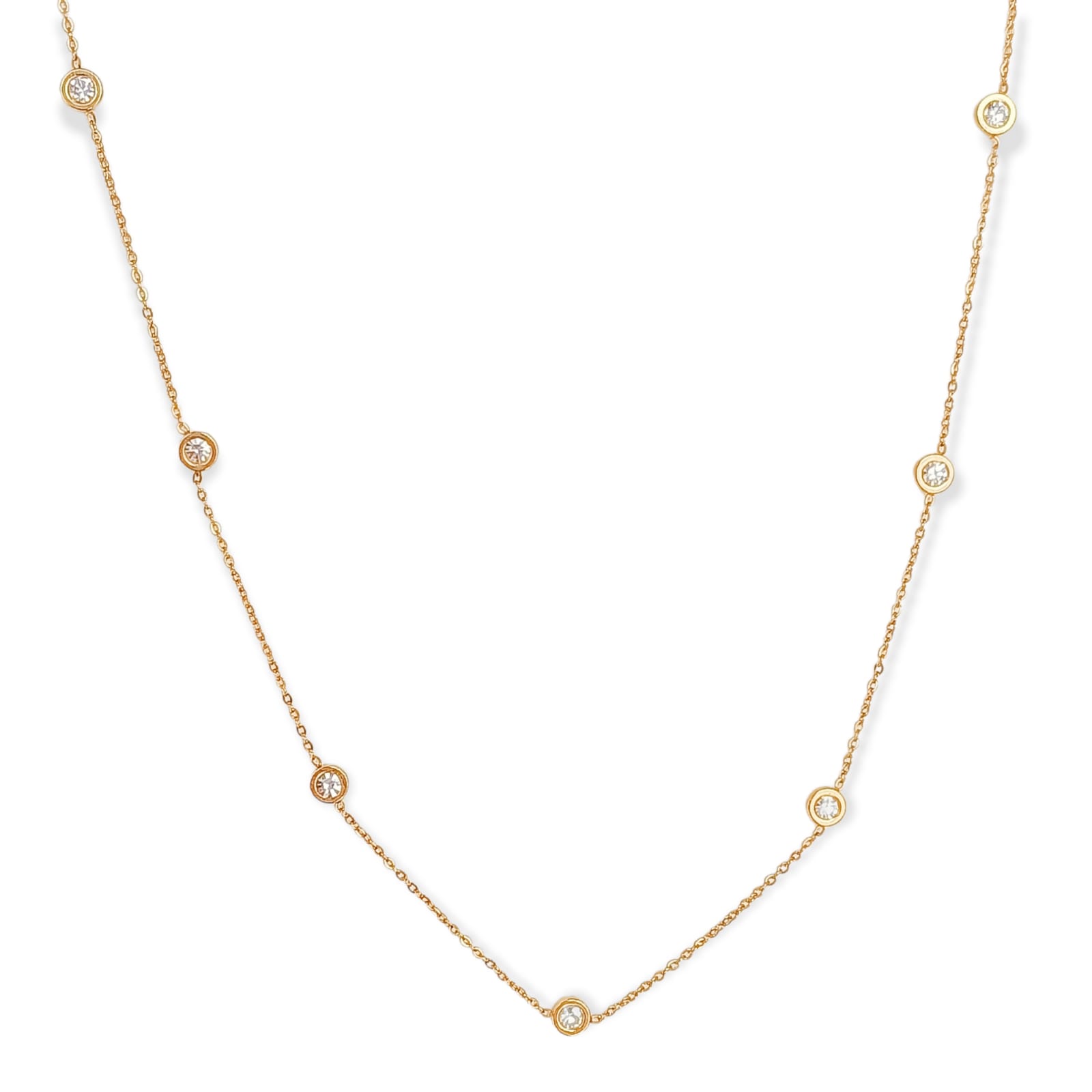 COLGANTE LARGA MINIMALISTA PUNTO DE LUZ CHAPADO EN ORO 18K - 1