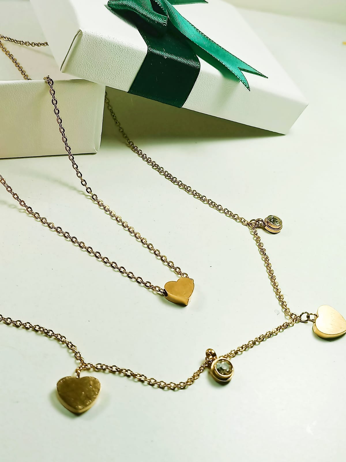 CONJUNTO MULTICAPA COLGANTE CORAZÓN CHAPADO EN ORO 18K AMOR - 2