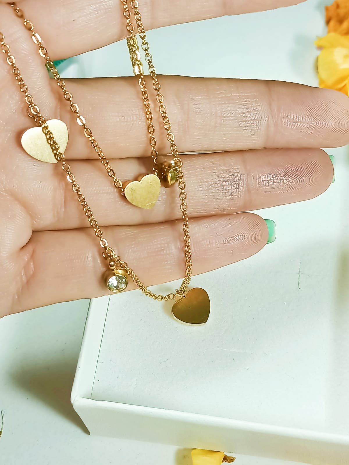 CONJUNTO MULTICAPA COLGANTE CORAZÓN CHAPADO EN ORO 18K AMOR - 4
