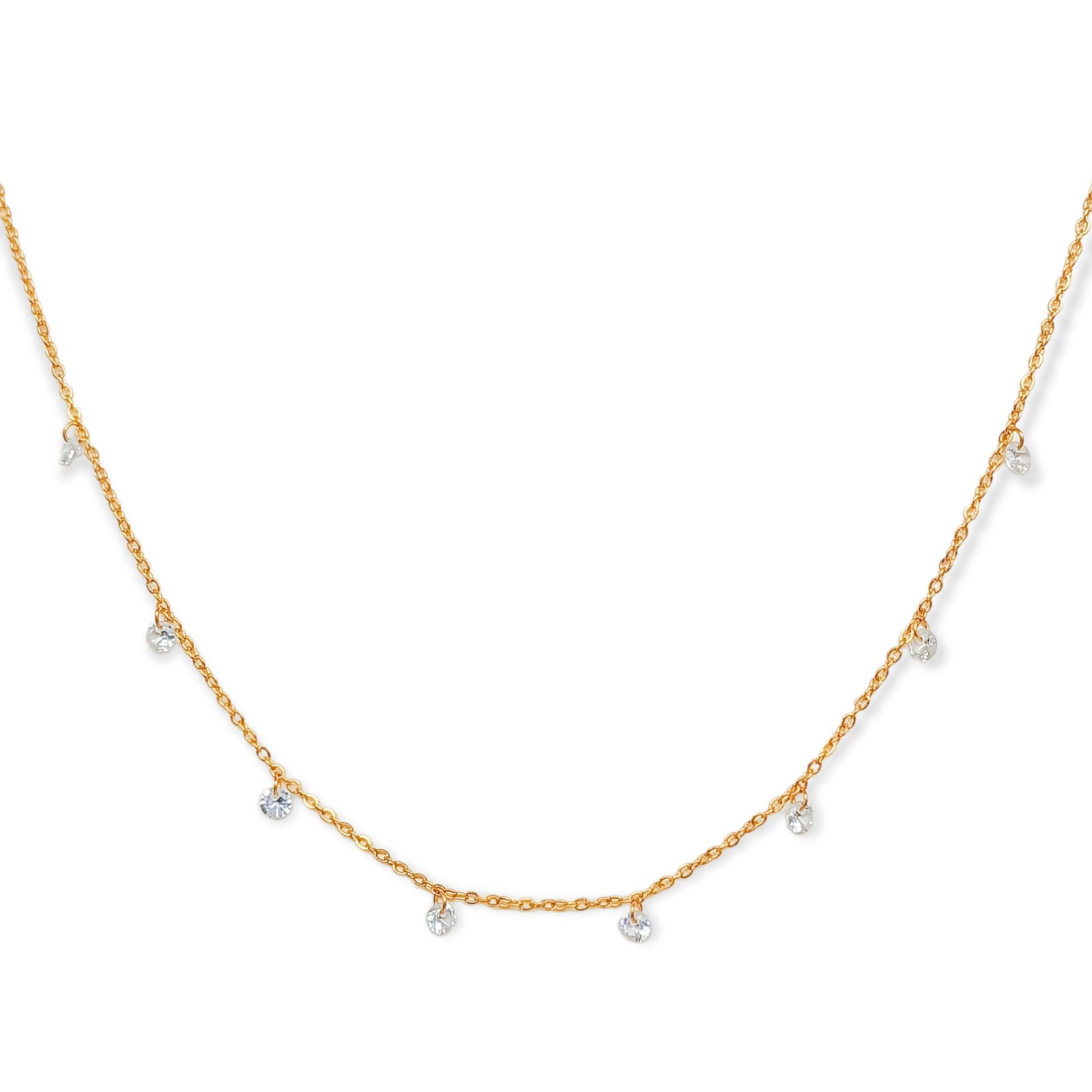 CADENA COLGANTE PUNTO DE LUZ ZIRCONIA CHAPADO EN ORO 18K - 1