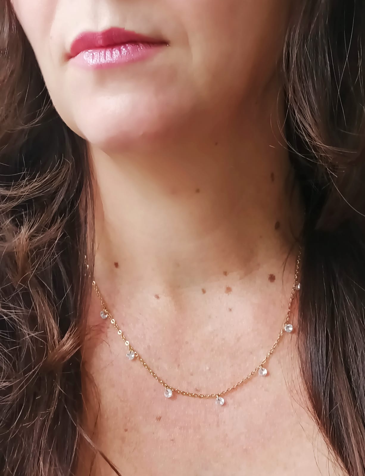 CADENA COLGANTE PUNTO DE LUZ ZIRCONIA CHAPADO EN ORO 18K - 4