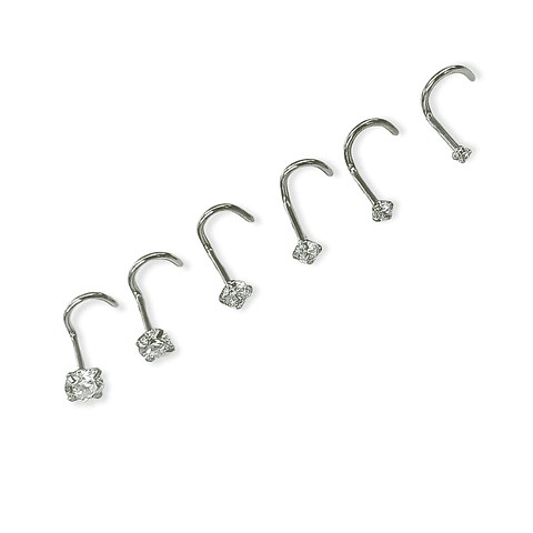 SET DE 6 PIERCING EL BAÚL DE JUMA PACK NOSTRIL PUNTO DE LUZ TIPO S PLATEADO ACERO - 3